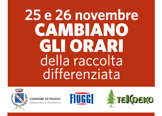 25-26 novembre cambio orari Fiuggi